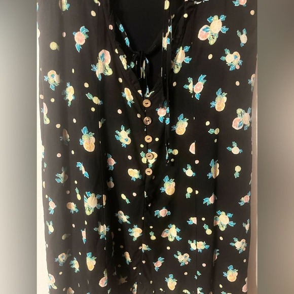 Free People Black Like A Lady Black Citrus Ruffle Floral Tie Back Mini Dress M - Picture 9 of 9